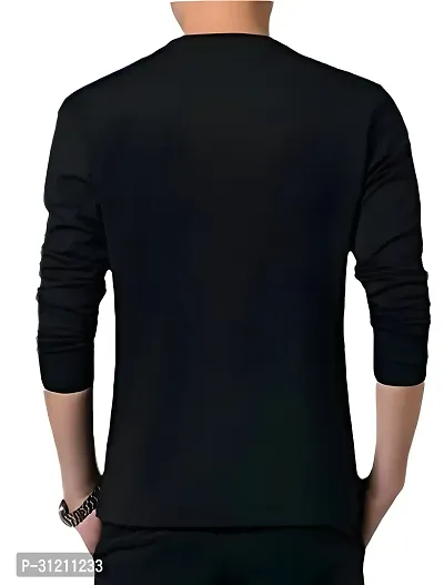 Stylish Black Polyester Printed Long Sleeves Tees For Men-thumb2