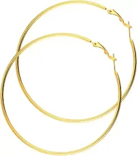 GOLDEN GOL Hoop Earrings Big Size Alloy Earring for Girls  Women Pack1 Pair Brass, Metal Hoop Earring, Clip-on Earring-thumb1