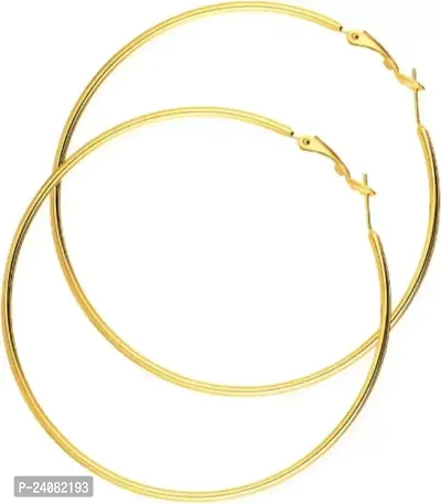 GOLDEN GOL Hoop Earrings Big Size Alloy Earring for Girls  Women Pack1 Pair Brass, Metal Hoop Earring, Clip-on Earring-thumb2