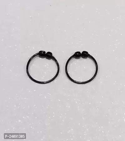 BLACK-plated, Rhodium Plated Brass, Metal, Alloy, Stone Nose Ring  PACK OF 2