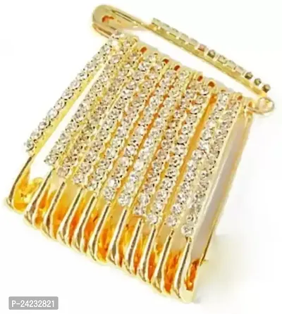 Elegant Golden Stones Safety Pins for Women Pack of 3