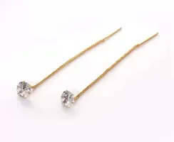 Fashion Hanging WHITE NUG Sui Dhaga Earring for Women and Girls Brass, Alloy, Metal Drops  Danglers-thumb1