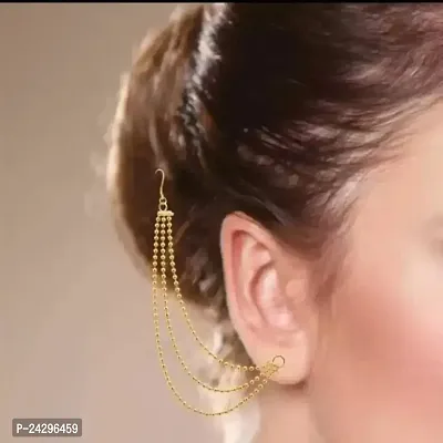Bahubali Golden Jhumka Ear Chain Hair For Girls For Wedding / Fancy THREAD Alloy, Brass, Metal Ear Thread-thumb0