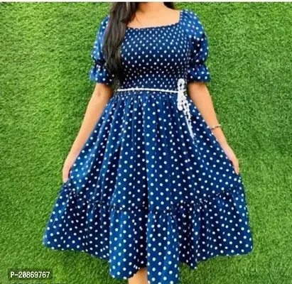 Classic Crepe Polka Dotted Dress for Women
