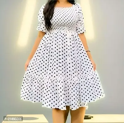 Classic Crepe Polka Dotted Dresses for Women-thumb0