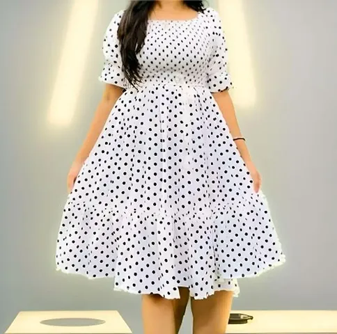 Hot Selling Polka Dot Crepe Dresses For Women