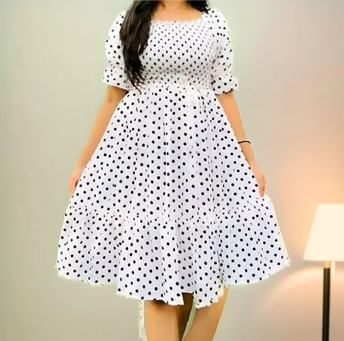 Hot Selling Polka Dot Crepe Dresses For Women