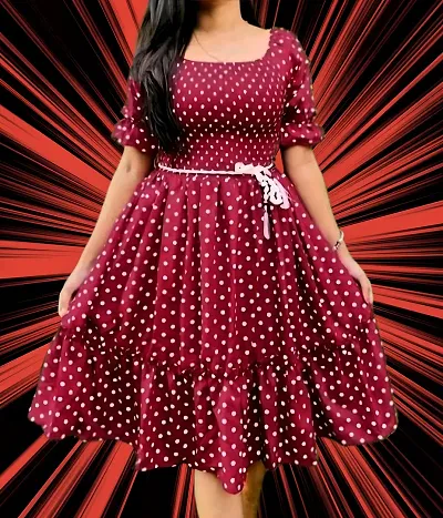 Best Selling Polka Dot Crepe Dresses For Women