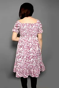 Fancy Pink Floral Print Crepe Midi Dress-thumb2