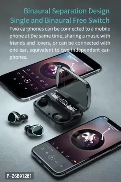 Stylish M 10 Wireless Earbuds With Support Upto 6-8Hrs Playtime Powerful Bass Bluetooth Headset Black, True Wireless-thumb3