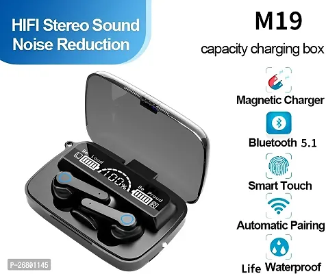 Stylish M19 Wireless Earbuds Tws 5.1 Large Screen Dual Led Digital Display Touch Bluetooth Headset Black, True Wireless-thumb2