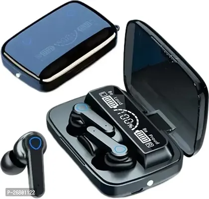 Stylish M-19 Earbuds Tws Touch Mirror Digital Display Wireless Bt With Microphone Bluetooth Headset Black, In The Ear-thumb0