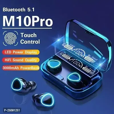 Stylish M10 Earbuds Tws Touch Headphones With Microphone Bluetooth Headset Black, True Wireless-thumb0