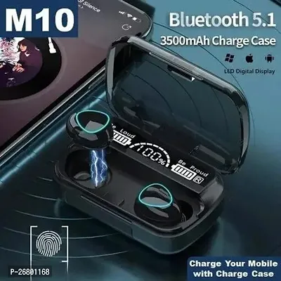 Stylish T M10 Tws Wireless Bluetooth Earbuds With 3500Mah Charging Powerbank Bluetooth Headset Multicolor, True Wireless-thumb2