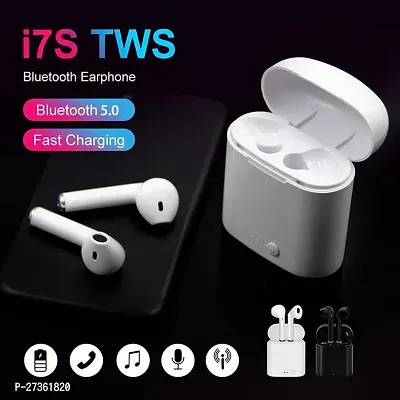 i7s Twins Wireless Bluetooth Earbuds with Mic Bluetooth Headset Earbud Bluetooth Headset  (White, True Wireless)-thumb0