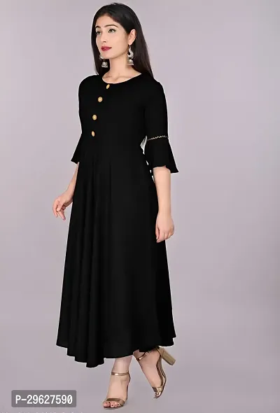 Trendy Black Ethnic Solid Flared Kurti For Women-thumb3