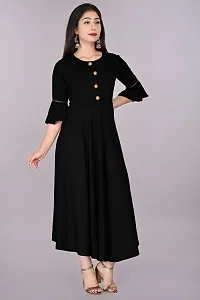 Trendy Black Ethnic Solid Flared Kurti For Women-thumb3