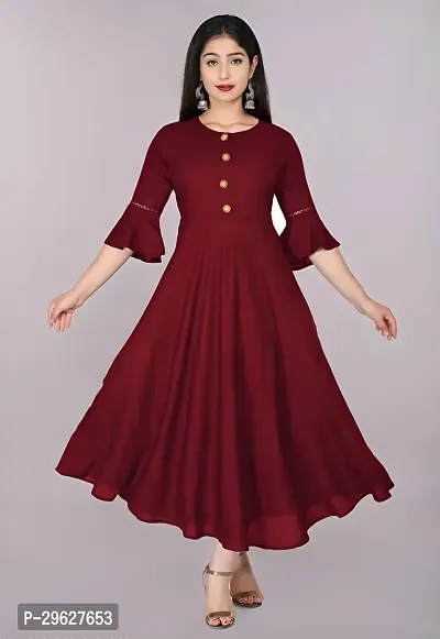 Trendy Maroon Ethnic Flared Kurti For Women-thumb0