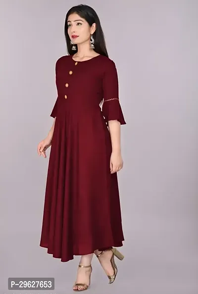 Trendy Maroon Ethnic Flared Kurti For Women-thumb2