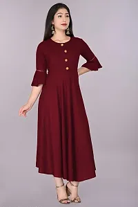 Trendy Maroon Ethnic Flared Kurti For Women-thumb2