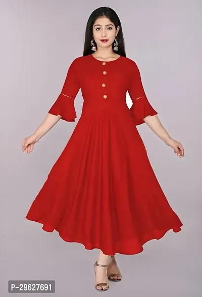 Trendy Red Ethnic Flared Kurti For Women-thumb0