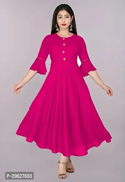 Trendy Pink Ethnic Flared Kurti For Women-thumb0