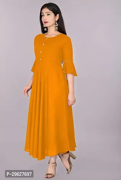 Trendy Yellow Ethnic Flared Kurti For Women-thumb3