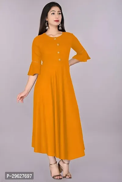 Trendy Yellow Ethnic Flared Kurti For Women-thumb4