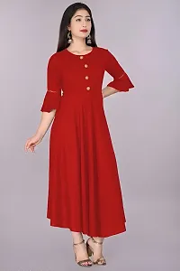 Trendy Red Ethnic Flared Kurti For Women-thumb2