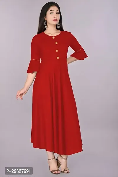 Trendy Red Ethnic Flared Kurti For Women-thumb3