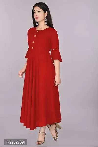 Trendy Red Ethnic Flared Kurti For Women-thumb4