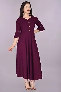 Trendy Magenta Ethnic Flared Kurti For Women-thumb1