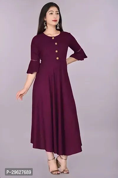 Trendy Magenta Ethnic Flared Kurti For Women-thumb2