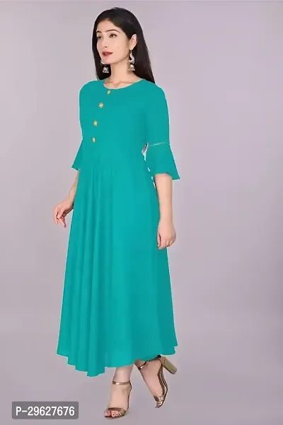 Trendy Green Ethnic Flared Kurti For Women-thumb4