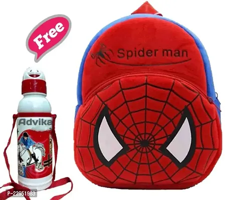 Kids School Bag Classy Printed Nursery Child Backpacks Spider Man With Water Bottle Combo-thumb0