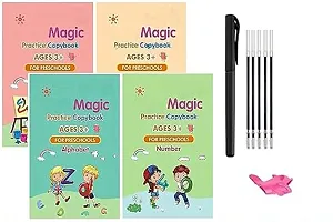 Magic Handwriting Practice Book for Kids Magic Practice Copybook with Auto Disappear Ink Pen (4 Book + 10 Refill+ 1 Pen +1 Grip)  Capital Letters, Small Letters, Patterns and Numbers-thumb3