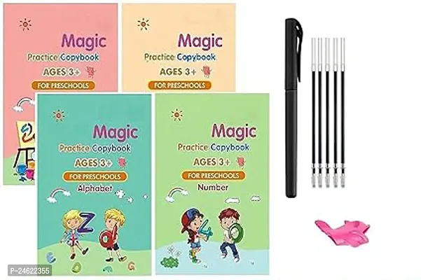 Magic Handwriting Practice Book for Kids Magic Practice Copybook with Auto Disappear Ink Pen (4 Book + 10 Refill+ 1 Pen +1 Grip)  Capital Letters, Small Letters, Patterns and Numbers-thumb4