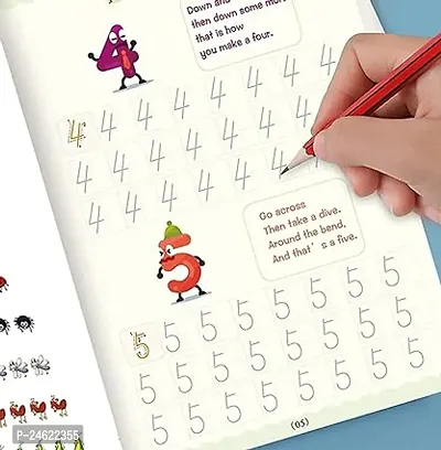 Magic Handwriting Practice Book for Kids Magic Practice Copybook with Auto Disappear Ink Pen (4 Book + 10 Refill+ 1 Pen +1 Grip)  Capital Letters, Small Letters, Patterns and Numbers-thumb2