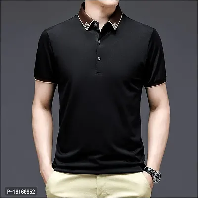 Reliable Black Polyester Solid Polos For Men