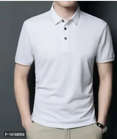 Reliable White Polyester Solid Polos For Men