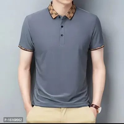 Reliable Grey Polyester Solid Polos For Men