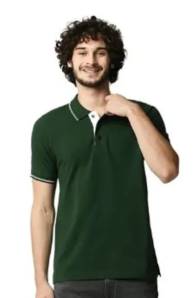 Men Stylish Solid Casual Polo T Shirt