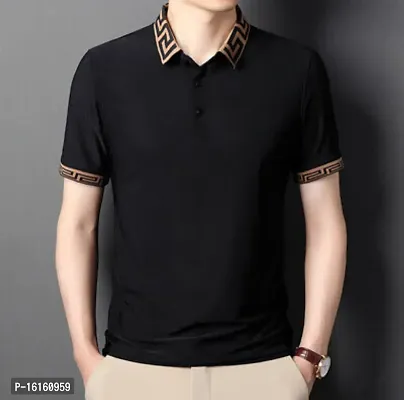 Reliable Black Polyester Solid Polos For Men