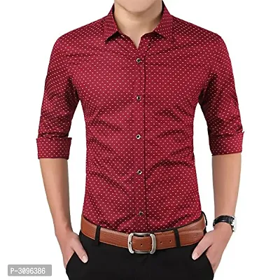 Maroon Printed Cotton Regular Fit Casual Shirt-thumb0