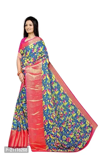 Lovly Women's Printed Moss Chiffon Beautiful Ethinic Wear Saree With Unstiched Blouse Piece (A_V_M_16062069-Turquoise)-thumb2