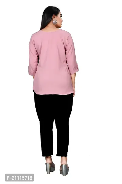 Lovly Women's Solid Important Georgette 3/4 Sleeve Collar Neck Designer Top (A_V_M_P_54698)-thumb5