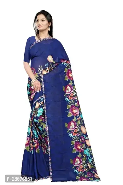 Fancy Georgette Saree With Blouse Piece For Women-thumb0