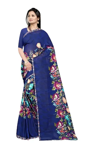 Fancy Georgette Saree With Blouse Piece For Women