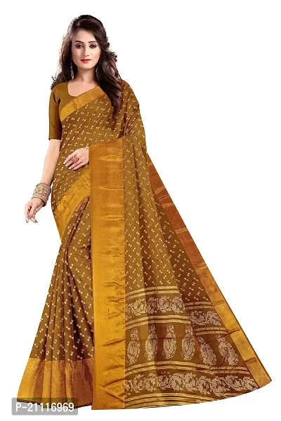 Lovly Women's Foil Print Moss Chiffon Beautiful Ethinic Wear Saree With Unstiched Blouse Piece (A_V_M_16062099-LightBrown)-thumb0