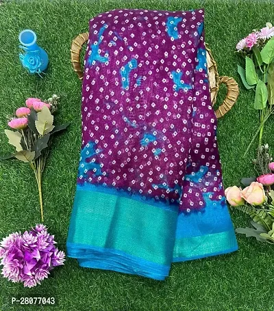 Fancy Cotton Blend Saree With Blouse Piece For Women